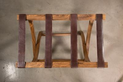  Costantini Design Argentine Rosewood Slung Leather Luggage Rack from Costantini Valerio in Stock