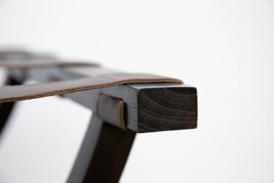  Costantini Design Argentine Rosewood Slung Leather Luggage Rack from Costantini Valerio in Stock