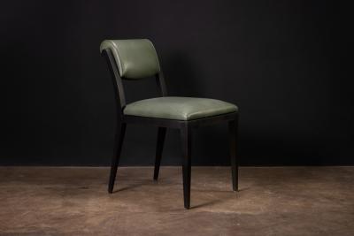  Costantini Design Art Deco Style Dining Chair in Green Leather by Costantini Gianni