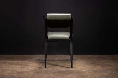  Costantini Design Art Deco Style Dining Chair in Green Leather by Costantini Gianni