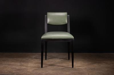  Costantini Design Art Deco Style Dining Chair in Green Leather by Costantini Gianni