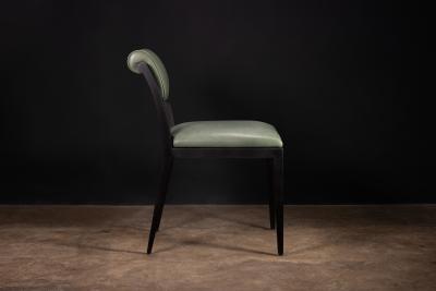  Costantini Design Art Deco Style Dining Chair in Green Leather by Costantini Gianni