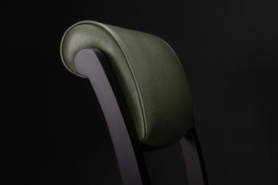  Costantini Design Art Deco Style Dining Chair in Green Leather by Costantini Gianni