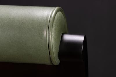  Costantini Design Art Deco Style Dining Chair in Green Leather by Costantini Gianni