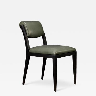  Costantini Design Art Deco Style Dining Chair in Green Leather by Costantini Gianni