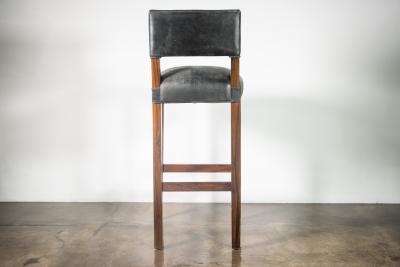  Costantini Design Bar Stool in Solid Wood and Black Leather by Costantini Bruno In Stock