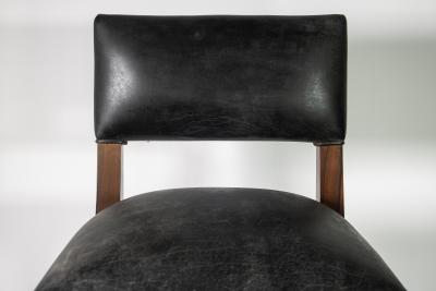 Costantini Design Bar Stool in Solid Wood and Black Leather by Costantini Bruno In Stock