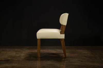  Costantini Design Beige Leather Dining Chair in Ivorywood by Costantini Bruno In Stock