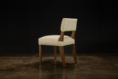  Costantini Design Beige Leather Dining Chair in Ivorywood by Costantini Bruno In Stock
