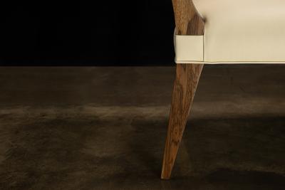 Costantini Design Beige Leather Dining Chair in Ivorywood by Costantini Bruno In Stock