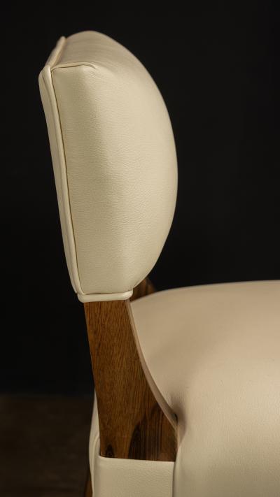  Costantini Design Beige Leather Dining Chair in Ivorywood by Costantini Bruno In Stock
