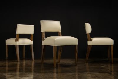  Costantini Design Beige Leather Dining Chair in Ivorywood by Costantini Bruno In Stock