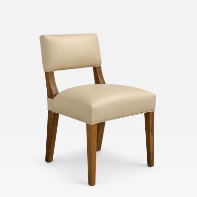  Costantini Design Beige Leather Dining Chair in Ivorywood by Costantini Bruno In Stock