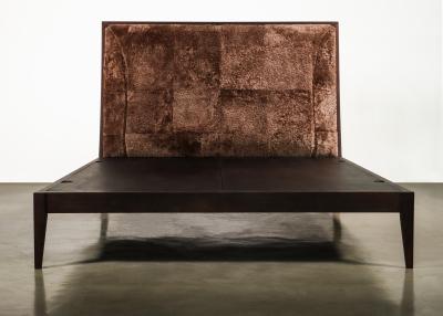  Costantini Design Belgrano Sheepskin and Exotic Wood Contemporary Designer Bed from Costantini
