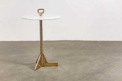  Costantini Design Bellance Cigarette Table in Cast Bronze and White Ibiza Stone