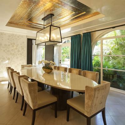  Costantini Design Benone Twin Pedestal Oval Dining Table Cast Bronze Bases Knife Edge Custom