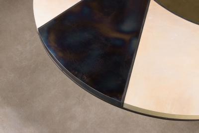  Costantini Design Bronze Parchment and Torched Metal Cast Pedestal Dining Table Benino In Stock