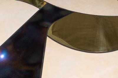 Costantini Design Bronze Parchment and Torched Metal Cast Pedestal Dining Table Benino In Stock