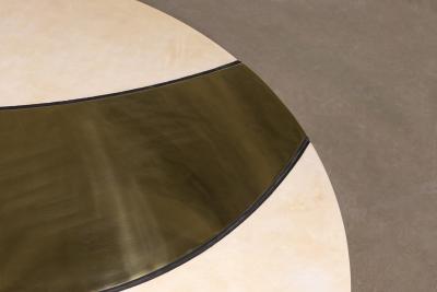  Costantini Design Bronze Parchment and Torched Metal Cast Pedestal Dining Table Benino In Stock