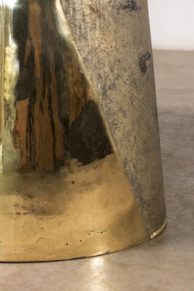  Costantini Design Bronze Parchment and Torched Metal Cast Pedestal Dining Table Benino In Stock