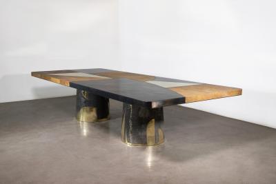  Costantini Design Bronze Steel Twin Pedestal Dining Table from Costantini Benone