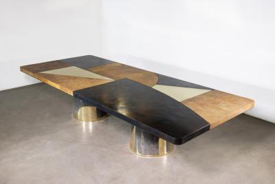  Costantini Design Bronze Steel Twin Pedestal Dining Table from Costantini Benone