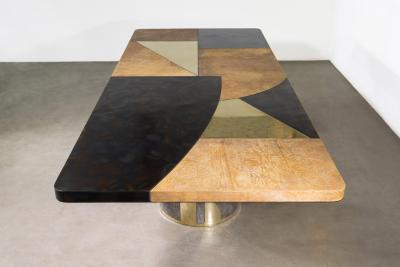  Costantini Design Bronze Steel Twin Pedestal Dining Table from Costantini Benone