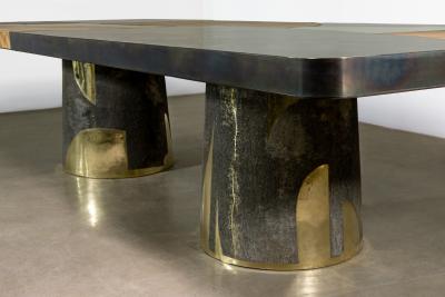 Costantini Design Bronze Steel Twin Pedestal Dining Table from Costantini Benone
