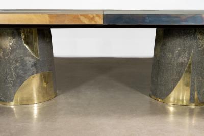  Costantini Design Bronze Steel Twin Pedestal Dining Table from Costantini Benone