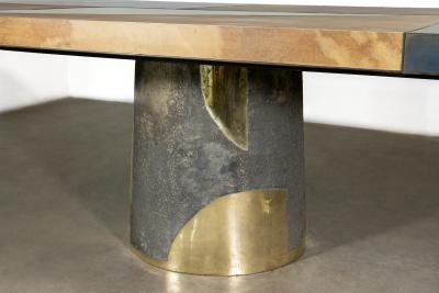  Costantini Design Bronze Steel Twin Pedestal Dining Table from Costantini Benone