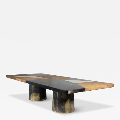  Costantini Design Bronze Steel Twin Pedestal Dining Table from Costantini Benone