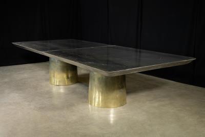  Costantini Design Cast Bronze Iron Twin Pedestal Dining Table from Costantini Benone