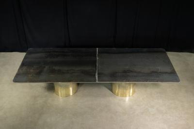  Costantini Design Cast Bronze Iron Twin Pedestal Dining Table from Costantini Benone