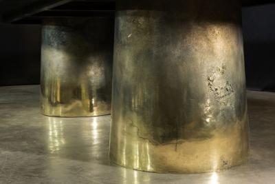  Costantini Design Cast Bronze Iron Twin Pedestal Dining Table from Costantini Benone