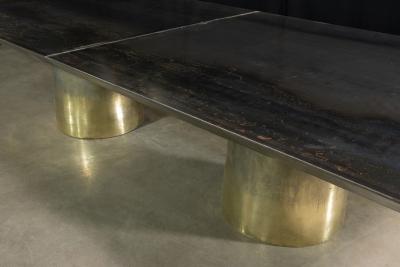  Costantini Design Cast Bronze Iron Twin Pedestal Dining Table from Costantini Benone