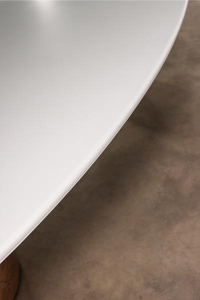 Costantini Design Cast Bronze Lacquered Twin Pedestal Oval Dining Table with Quartz Top Benino