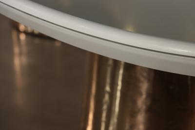 Costantini Design Cast Bronze Lacquered Twin Pedestal Oval Dining Table with Quartz Top Benino