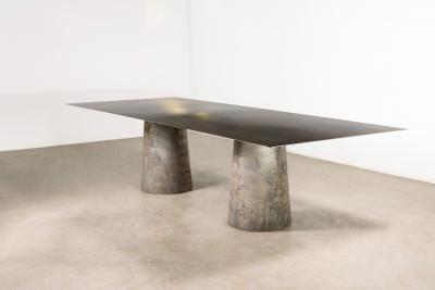  Costantini Design Cast Bronze Metal Twin Pedestal Dining Table by Costantini Beninx