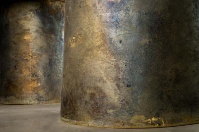  Costantini Design Cast Bronze Wood Twin Pedestal Dining Table from Costantini Benone