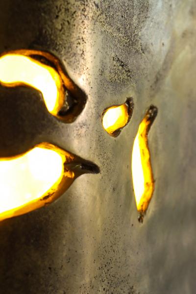  Costantini Design Cast Bronze and Goatskin Art Object and Light by William C Stuart WCS2106