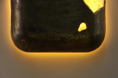  Costantini Design Cast Bronze and Goatskin Art Object and Light by William C Stuart WCS2106