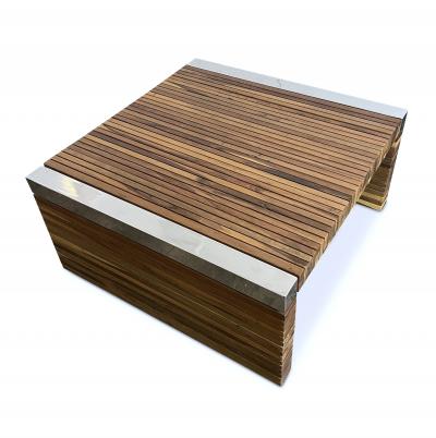 Costantini Design Coffee Table with Exotic Wood Slats and Nickel Plated Details Argilla In Stock