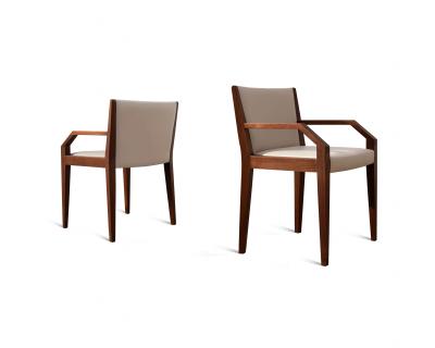  Costantini Design Contemporary Armchair in Exotic Wood and Wrapped Leather by Costantini Giovanni