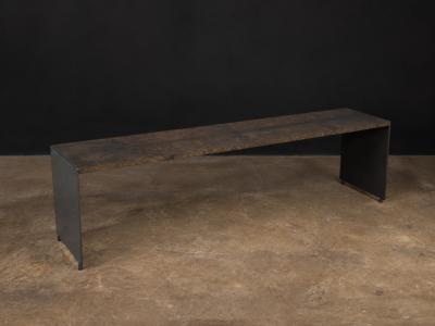  Costantini Design Contemporary Coffee Table in Walnut Burl and Burnished Steel by Costantini Vinn