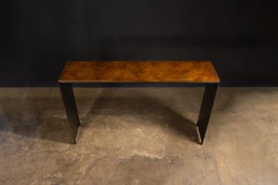  Costantini Design Contemporary Console Table in Walnut Burl and Burnished Metal x Costantini Vinn