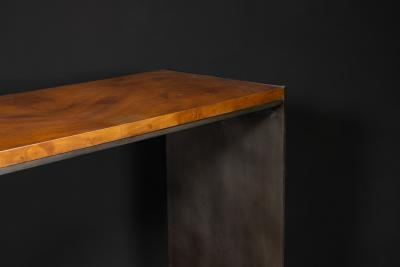  Costantini Design Contemporary Console Table in Walnut Burl and Burnished Metal x Costantini Vinn