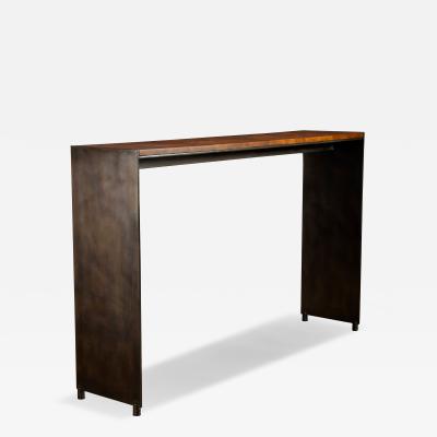  Costantini Design Contemporary Console Table in Walnut Burl and Burnished Metal x Costantini Vinn