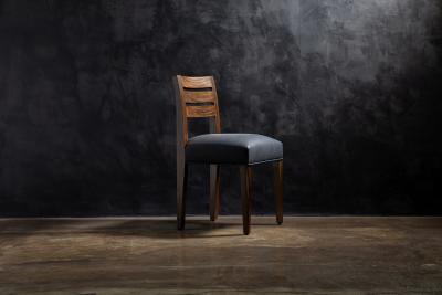  Costantini Design Contemporary Exotic Wood and Leather Side Chair from Costantini Renzo