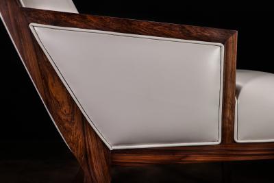  Costantini Design Contemporary Lounge Chair in Wood and White Leather from Costantini Belgrano