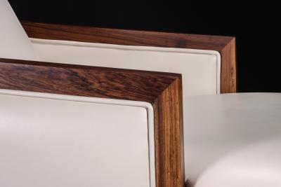  Costantini Design Contemporary Lounge Chair in Wood and White Leather from Costantini Belgrano